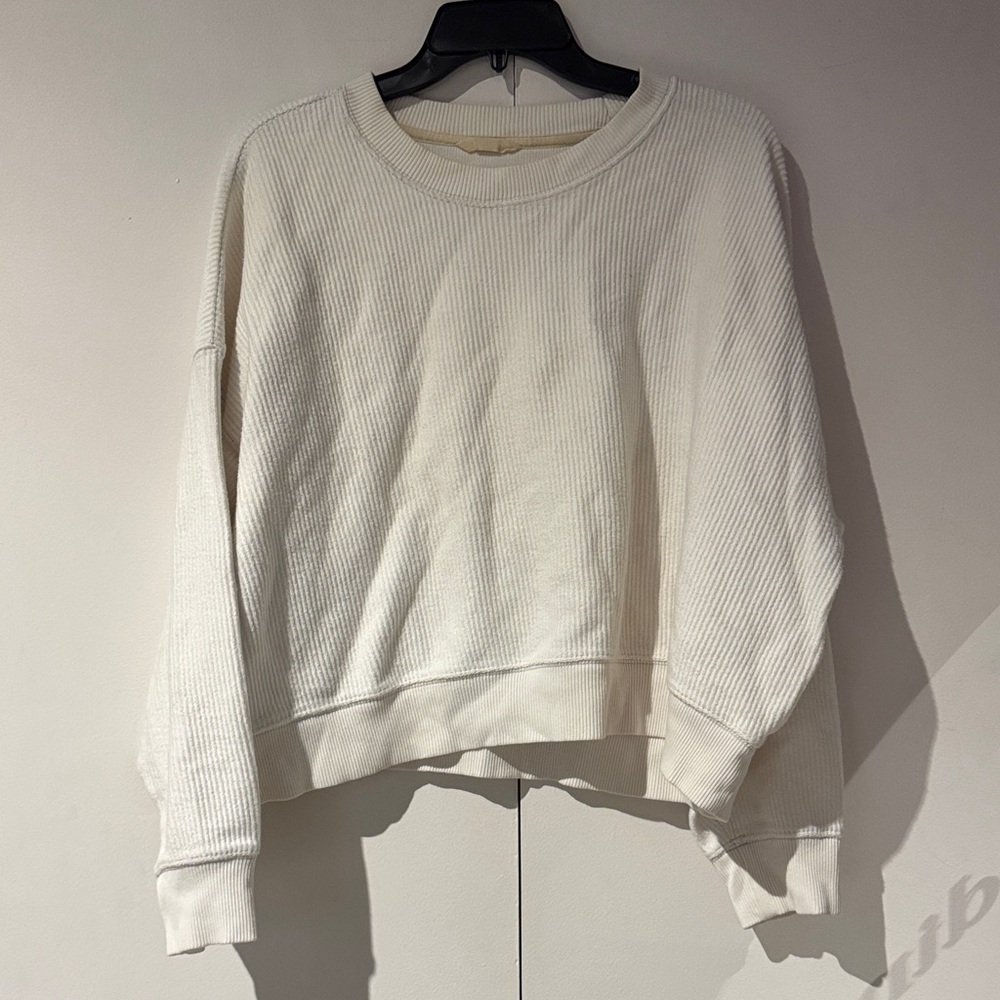 Aerie Cream Ribbed Sweatshirt